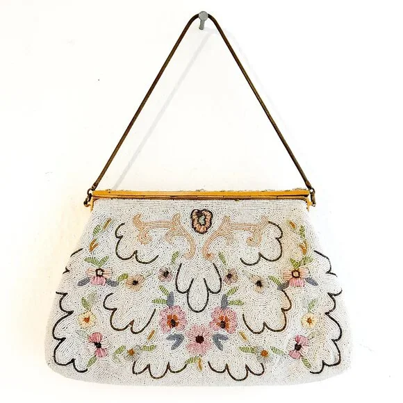 VINTAGE Authentic 1930's Hand-beaded French Parisian Evening Bag - Picture 2 of 7